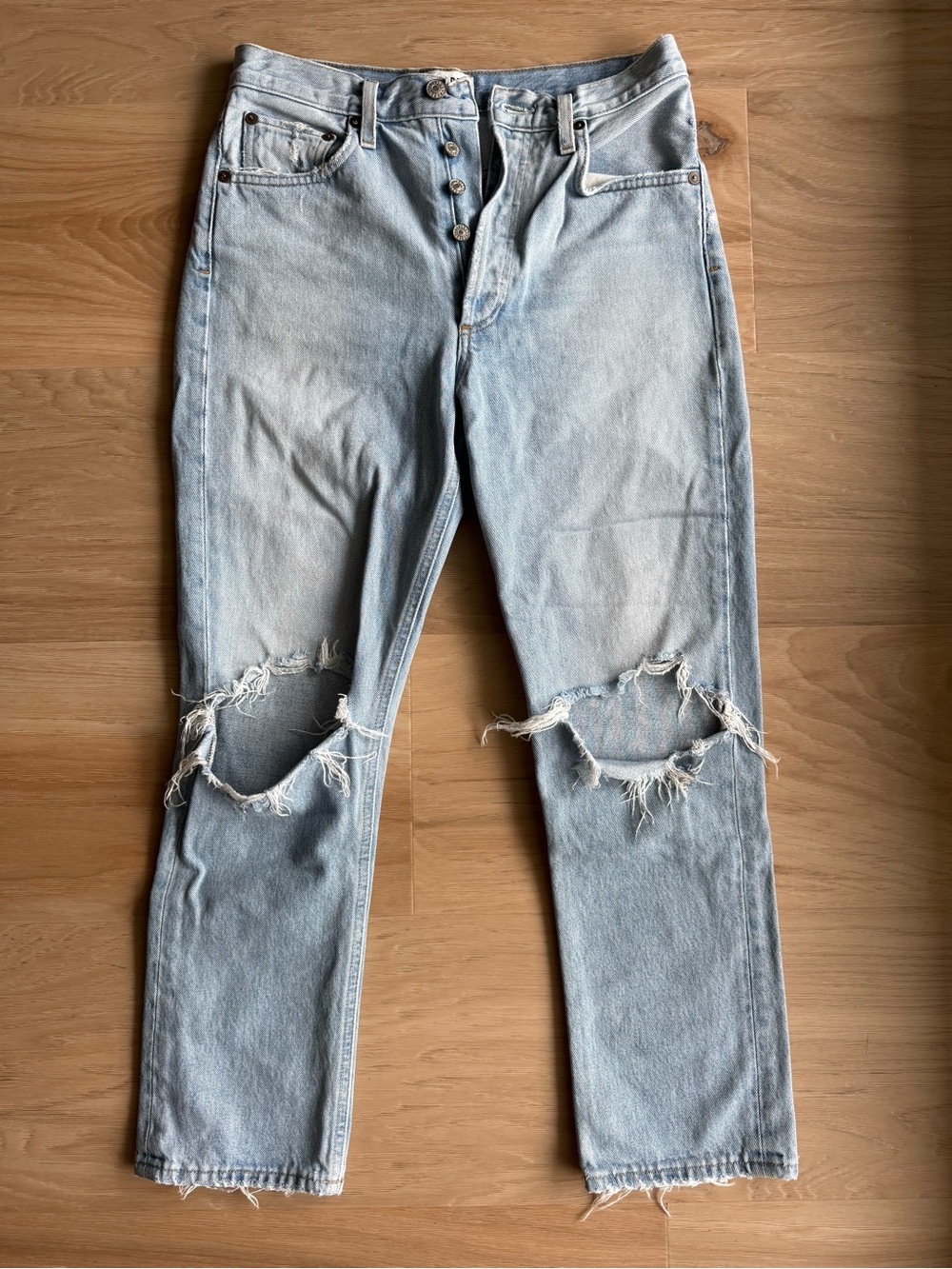 Agolde Light Blue High Rise Distressed Jeans